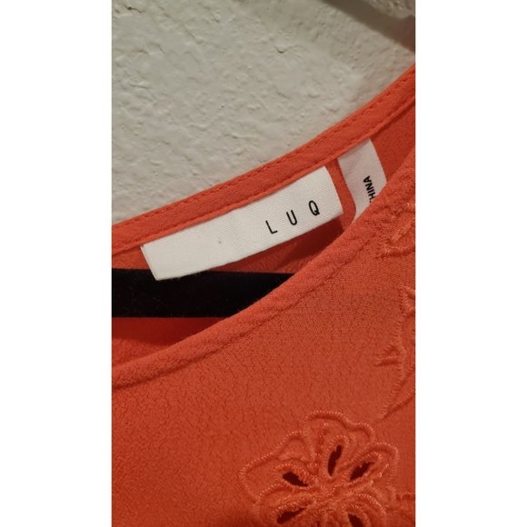 LUQ Marvelo Orange Eyelet Detail Top - Picture 2 of 5